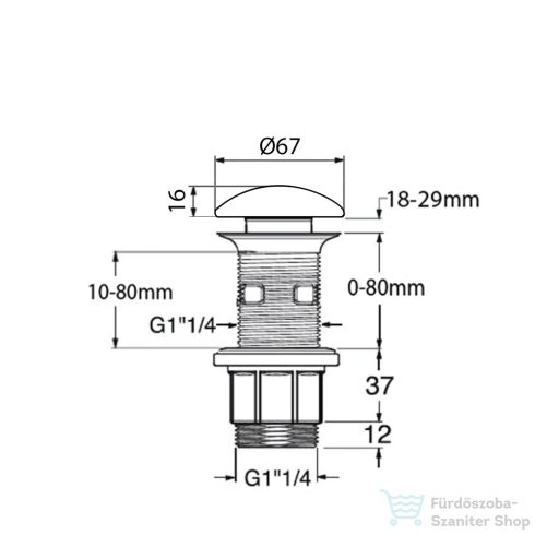 Sapho BLOK klik-klak mosdólefolyó, 5/4“, matt fekete (2401-931)