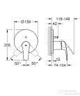 Grohe Eurosmart egykaros falba épített zuhanycsaptelep, 2 fogyasztóhoz, króm 24043003