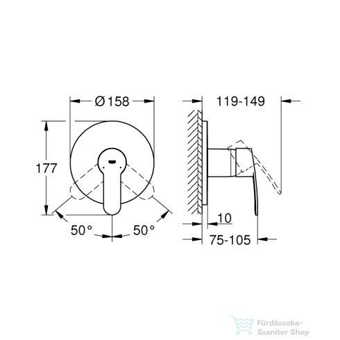Grohe EUROSTYLE COSMOPOLITAN falsík alatti kád/zuhany csaptelep belső egység nélkül,Króm 24051002
