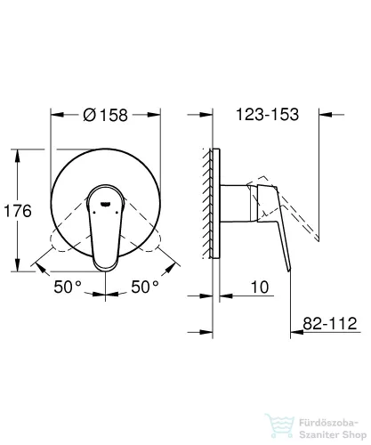 Grohe EURODISC COSMOPOLITAN falsík alatti kád/zuhany csaptelep,Króm 24055002