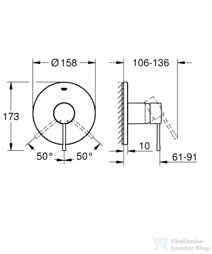 Grohe ESSENCE falsík alatti kád/zuhany csaptelep,Brushed Hard Graphite 24057AL1
