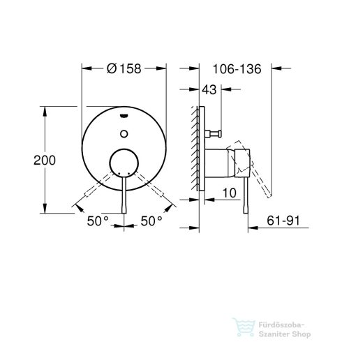 Grohe Essence falsík alatti zuhanycsaptelep, 2 funkciós, hard graphite 24058A01