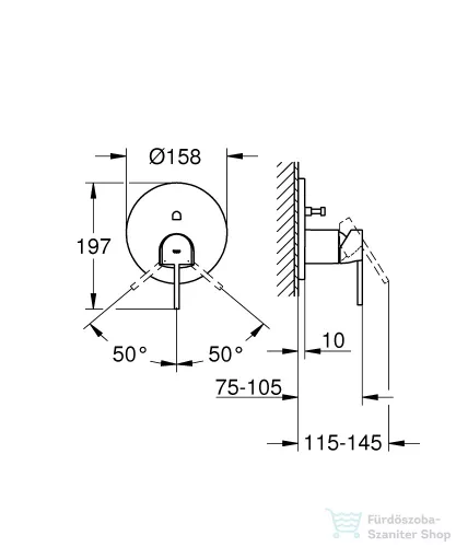 Grohe Plus falsík alatti kezelő 2 utas váltóval 24060003