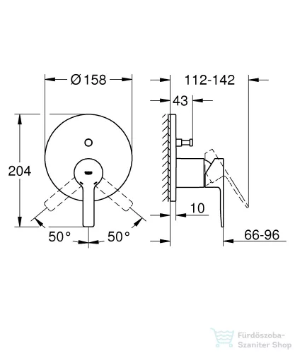 Grohe Lineare egykaros falba épített zuhanycsaptelep, 2 fogyasztóhoz, króm 24064001