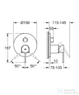Grohe PLUS falsík alatti kád/zuhany csaptelep 3 fogyasztóhoz alaptest nélkül,Supersteel 24093DC3