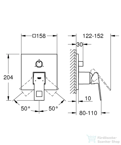 Grohe Eurocube Egykaros keverő, 3-utas vátóval, króm 24094000