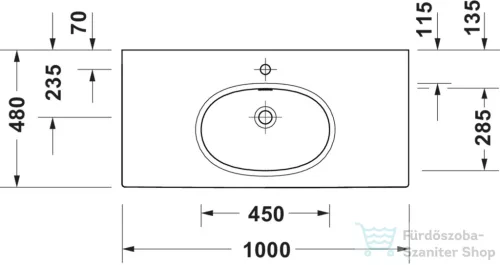 Duravit BALCOON 100x48 cm-es falra, vagy bútorra szerelhető mosdó leeresztővel, Duarshield mázzal, fehér 241210AA00