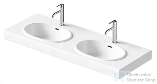 Duravit BALCOON 130x48 cm-es falra, vagy bútorra szerelhető dupla mosdó leeresztővel, Duarshield mázzal, fehér 241213AA00