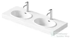 Duravit BALCOON 130x48 cm-es falra, vagy bútorra szerelhető dupla mosdó leeresztővel, Duarshield mázzal, matt fehér 241213AC00