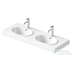   Duravit BALCOON 130x48 cm-es falra, vagy bútorra szerelhető dupla mosdó leeresztővel, Duarshield mázzal, matt fehér 241213AC00