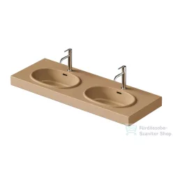   Duravit BALCOON 130x48 cm-es falra, vagy bútorra szerelhető dupla mosdó leeresztővel, Duarshield mázzal, matt terra 241213AM00