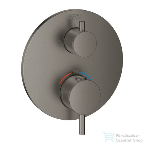 Grohe Atrio termosztátos zuhany keverő 2 kimenethez, beépített elzáró/váltó szeleppel, matt grafit színben 24135AL3