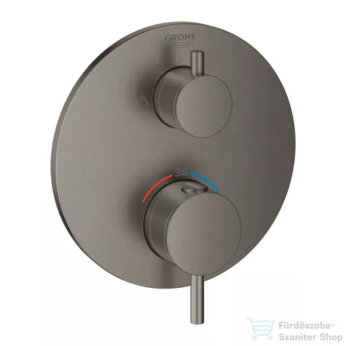 Grohe Atrio termosztátos zuhany keverő 2 kimenethez, beépített elzáró/váltó szeleppel, matt grafit színben 24135AL3