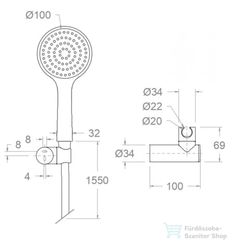 RamonSoler HYDROTHERAPY zuhanyszett, króm 241395