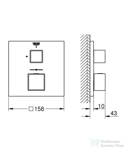 GROHE Grohtherm Cube termosztátos keverő 1 kimenethez,Brushed Hard Graphite 24153AL0