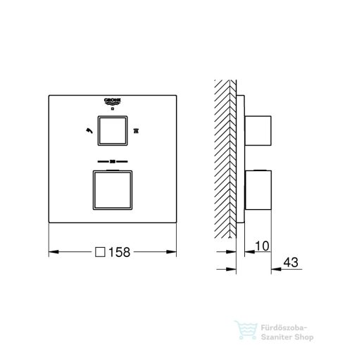 Grohe Grohtherm Cube termosztátos falsík alatti keverő 2 fogyasztóhoz,Brushed Hard Graphite 24154AL0