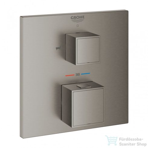 Grohe Grohtherm Cube Termosztátos kád keverő 2 kimenethez, beépített elzáró/váltó szeleppel, matt hard grafit 24155AL0