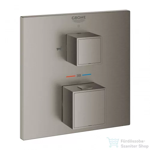 Grohe Grohtherm Cube Termosztátos kád keverő 2 kimenethez, beépített elzáró/váltó szeleppel, brushed hard grafit 24155AL0