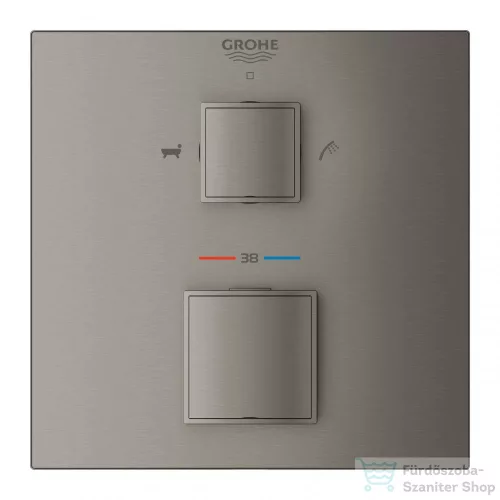 Grohe Grohtherm Cube Termosztátos kád keverő 2 kimenethez, beépített elzáró/váltó szeleppel, brushed hard grafit 24155AL0