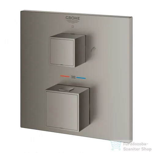 Grohe Grohtherm Cube Termosztátos kád keverő 2 kimenethez, beépített elzáró/váltó szeleppel, brushed hard grafit 24155AL0