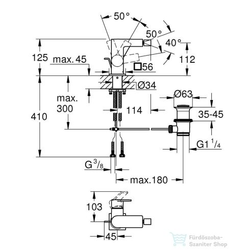 Grohe ALLURE bidé csaptelep automata leeresztővel,Brushed Cool Sunrise 24160GN1