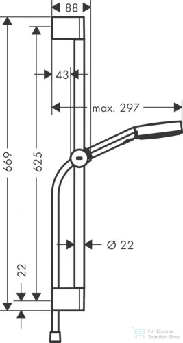 Hansgrohe PULSIFY Select S zuhanyszett 105, 3 jet Relaxation, 65 cm-es zuhanyrúddal Ecosmart, matt fekete 24161670
