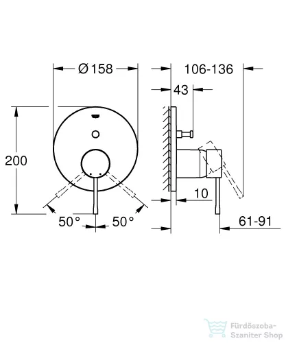 GROHE Essence egykaros falsík alatti csaptelep 2-utas váltóval, króm 24167001