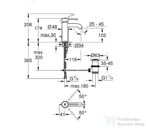 Grohe ESSENCE NEW S mosdó csaptelep automata leeresztővel,Cool Sunrise 24171GL1