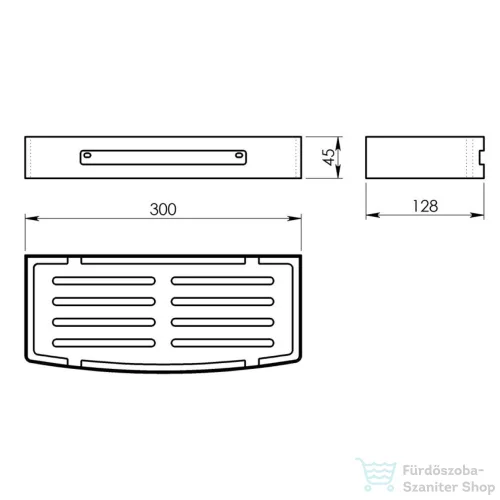 Sapho SMART polc, 300x45x128mm, matt inox (241738)