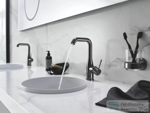 Grohe ESSENCE L magasított mosdó csaptelep automata leeresztővel,Hard Graphite 24174A01
