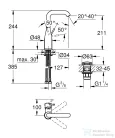 Grohe ESSENCE L magasított mosdó csaptelep click-clack leeresztővel,króm 24182001