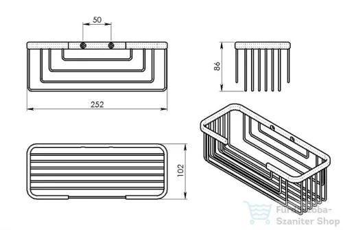 Sapho SMART Polc, 252x86x102mm, fekete (2419-14)