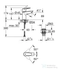 Grohe QuickFix START EDGE S mosdó csaptelep click-clack leeresztővel,króm 24199001