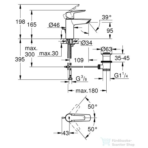 Grohe QuickFix START S mosdó csaptelep automata leeresztővel,matt fekete 242092432