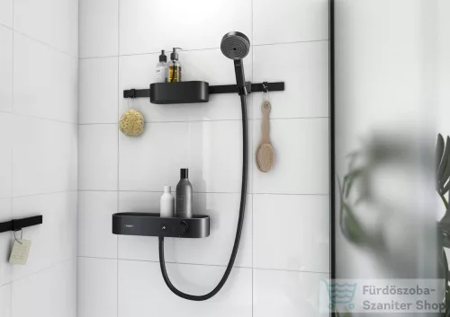 Hansgrohe Showertablet Select termosztátos zuhanycsaptelep zuhany-és tárolószettel, matt fekete 24250670
