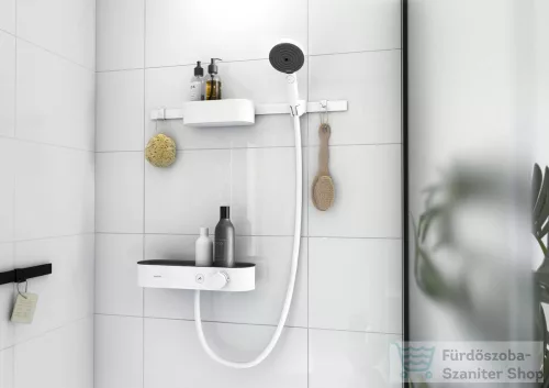 Hansgrohe Showertablet Select termosztátos zuhanycsaptelep zuhany-és tárolószettel, matt fehér 24250700