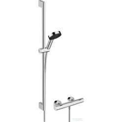   Hansgrohe Ecostat Fine termosztátos zuhany csaptelep,Pulsify Select S 90 cm-es rudas zuhanyszettel,króm 24261000