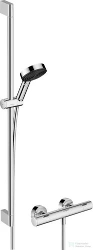 Hansgrohe Ecostat Fine termosztátos zuhany csaptelep,Pulsify Select S 90 cm-es rudas zuhanyszettel,króm 24261000