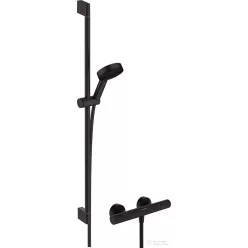   Hansgrohe Ecostat Fine termosztátos zuhany csaptelep,Pulsify Select S 90 cm-es rudas zuhanyszettel,matt fekete 24261670