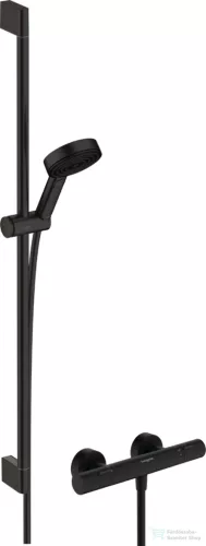 Hansgrohe Ecostat Fine termosztátos zuhany csaptelep,Pulsify Select S 90 cm-es rudas zuhanyszettel,matt fekete 24261670