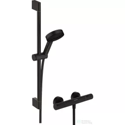   Hansgrohe Ecostat Element termosztátos zuhany csaptelep,Pulsify Select S 65 cm-es rudas zuhanyszettel,matt fekete 24272670