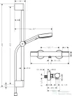 Hansgrohe Ecostat Element termosztátos zuhany csaptelep,Pulsify Select S 65 cm-es rudas zuhanyszettel,matt fekete 24272670