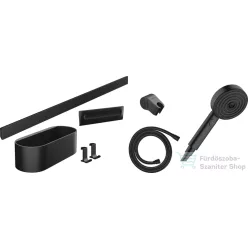  Hansgrohe Wallstoris kézizuhany szett 105, 3 jet EcoSmart Activation, zuhanyrúd 70cm, tároló szett, matt fekete 24291670