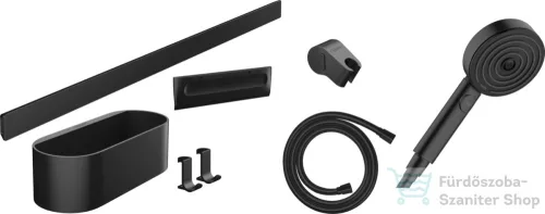 Hansgrohe Wallstoris kézizuhany szett 105, 3 jet EcoSmart Activation, zuhanyrúd 70cm, tároló szett, matt fekete 24291670