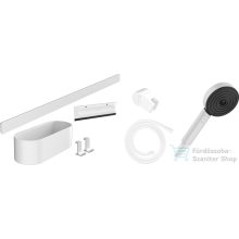   Hansgrohe Wallstoris kézizuhany szett 105, 3 jet EcoSmart Activation, zuhanyrúd 70 cm, tároló szett, matt fehér 24291700