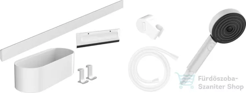 Hansgrohe Wallstoris kézizuhany szett 105, 3 jet EcoSmart Activation, zuhanyrúd 70 cm, tároló szett, matt fehér 24291700