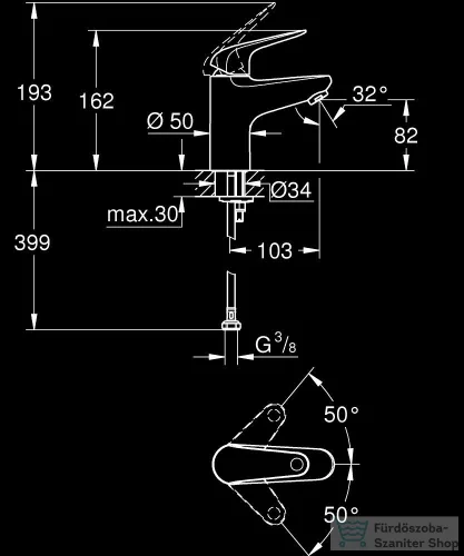 Grohe QuickFix SWIFT S láncos mosdó csaptelep, króm 24317001