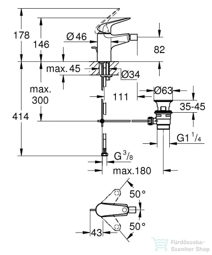 Grohe SWIFT bidé csaptelep automata leeresztővel,króm 24332001