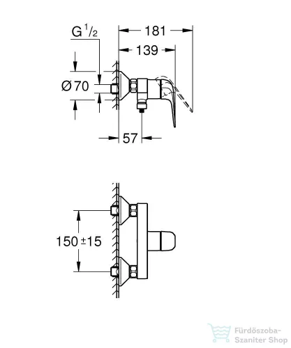 Grohe SWIFT egykaros zuhany csaptelep zuhanyszett nélkül,Króm 24333001