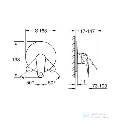 Grohe SWIF falsík alatti kád/zuhany csaptelep belső egységgel,Króm 24334001